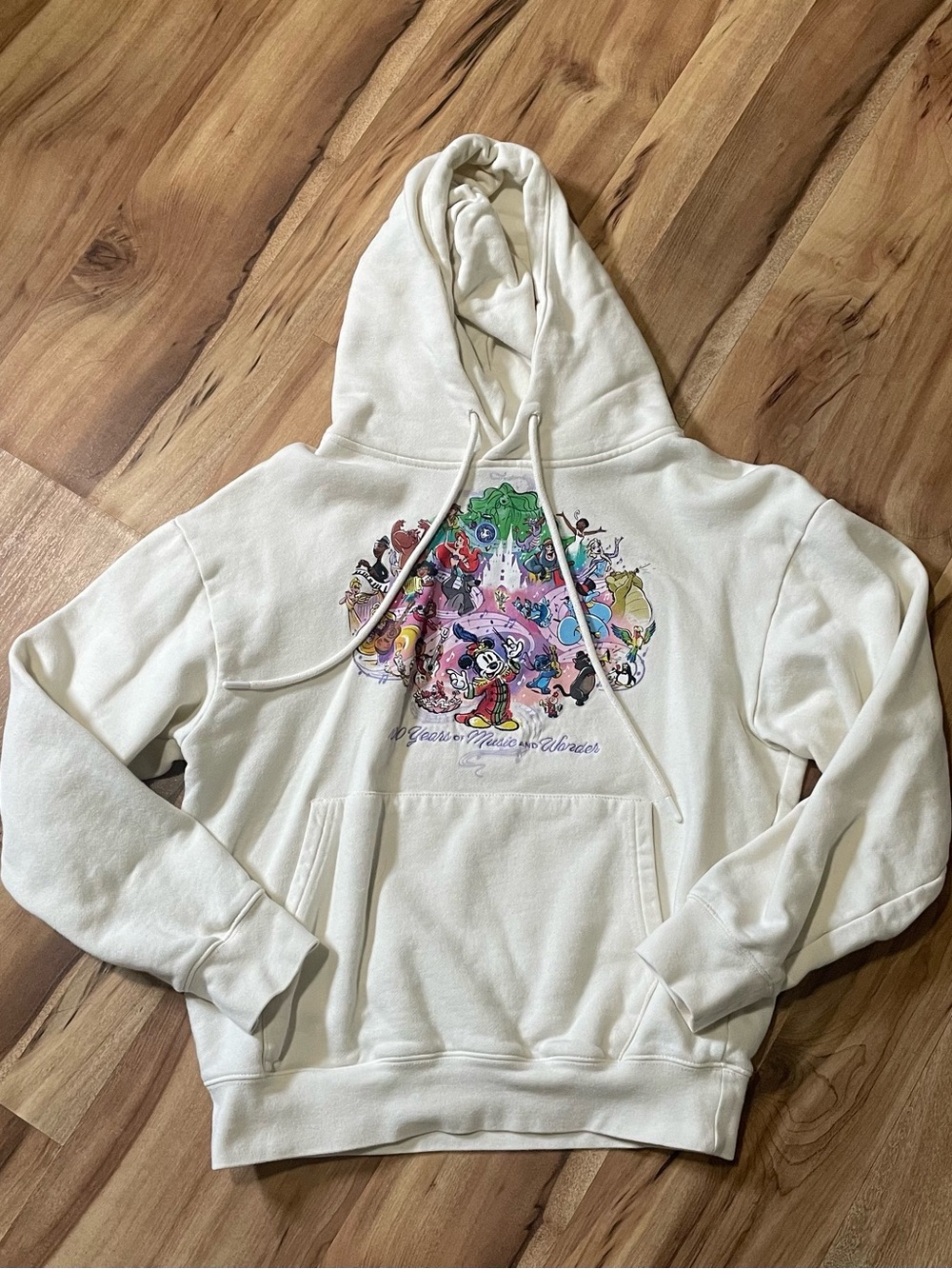 Disney 100 Years of Music & Wonder Mickey Mouse Cream Graphic Hoodie XS 2023 - Picture 1 of 7